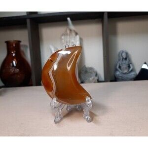 Carved Red Sardonyx Agate Crystal Moon